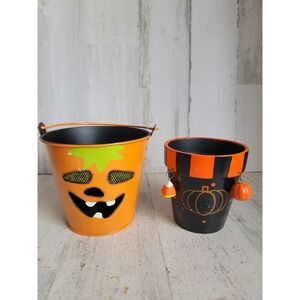 Halloween Jack O'Lantern bucket pumpkin plant potter unique home set